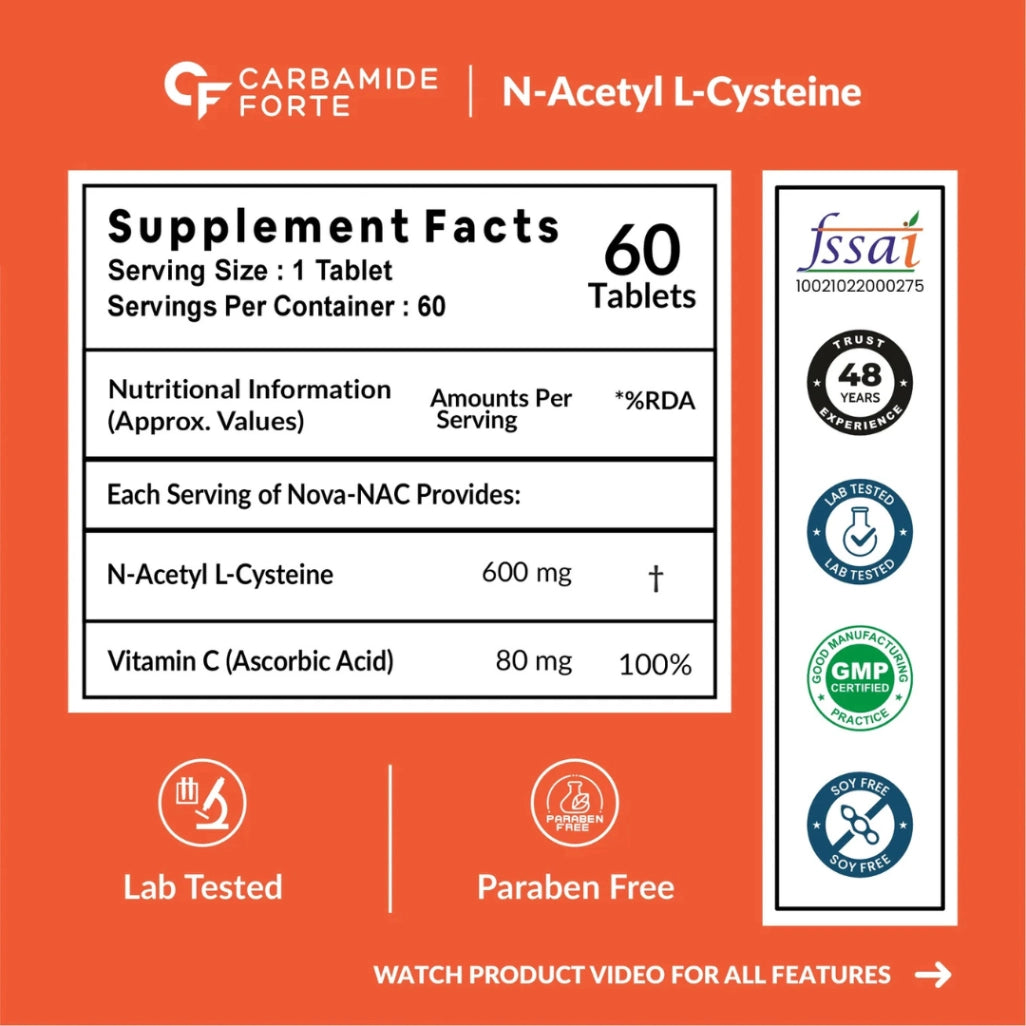 Carbamide Forte N-Acetyl, L-Cysteine 600mg (NAC) Supplement