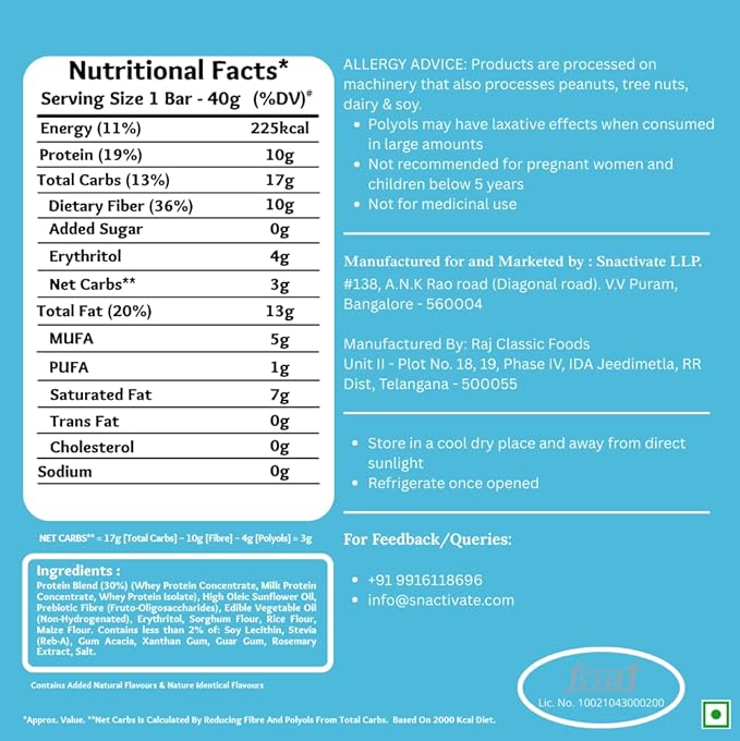 Snactivate Protein Wafer Bars | 10g Protein | Pack of 6 x 40g