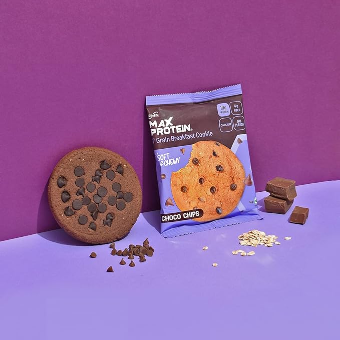 RiteBite Max Protein 7-Grain Breakfast Cookies – Choco Chips (55g x 12)