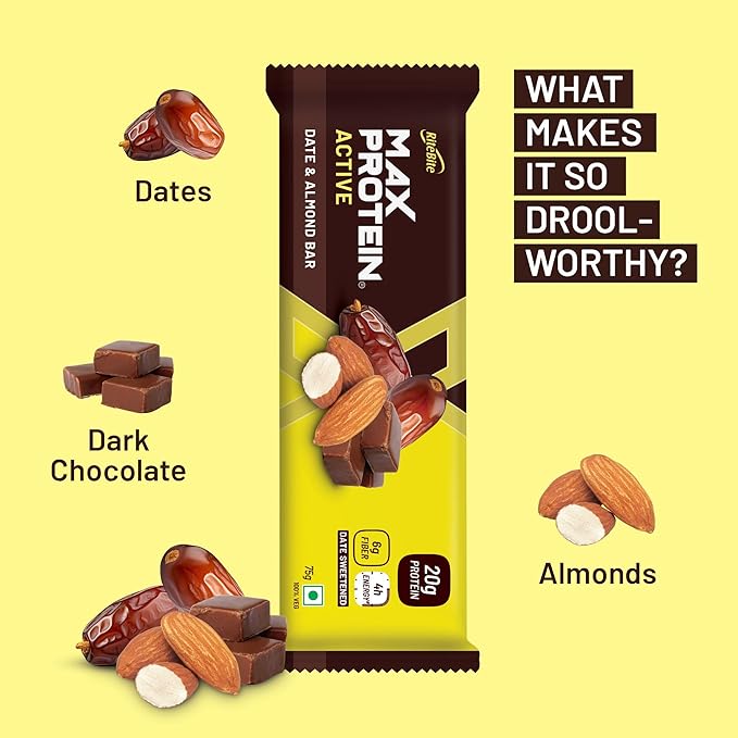 RiteBite Max Protein Active Date & Almond Protein Bar - 20g Protein