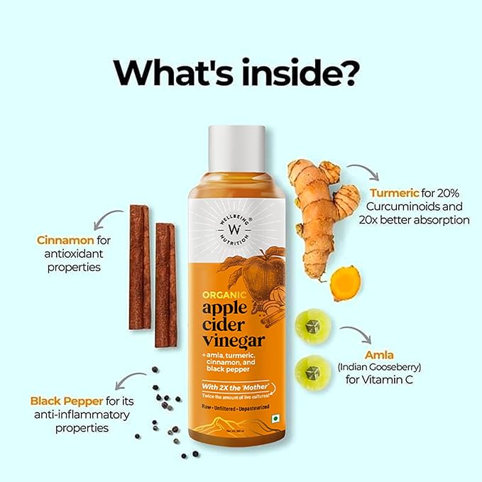 Wellbeing Nutrition Apple Cider Vinegar with Turmeric, Amla, Cinnamon & Black Pepper