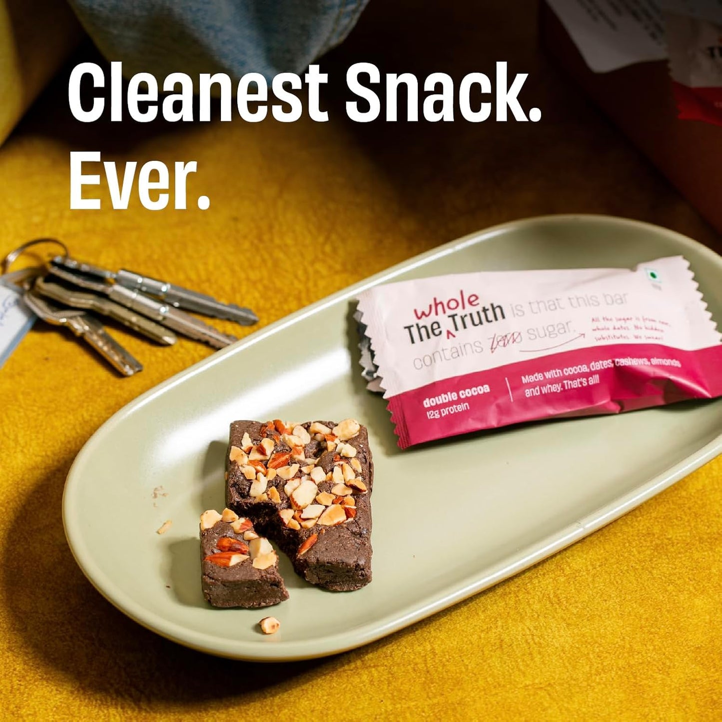 The Whole Truth - Protein Bars | Double Cocoa | Pack of 6 x 52g each