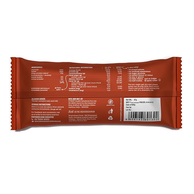 The Whole Truth – High Protein Bar | Peanut Cocoa | 20g Protein | Pack of 6 x 67g