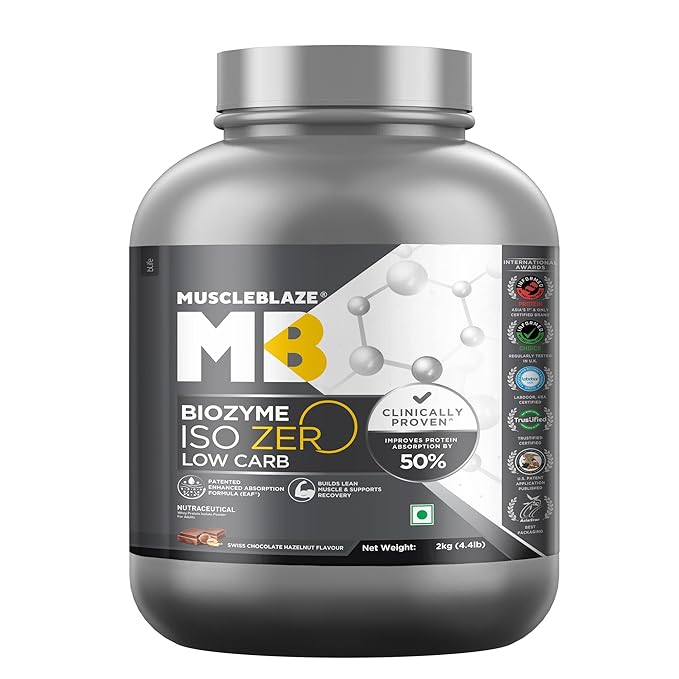 MuscleBlaze Biozyme Iso Zero Low Carb Whey Protein Isolate