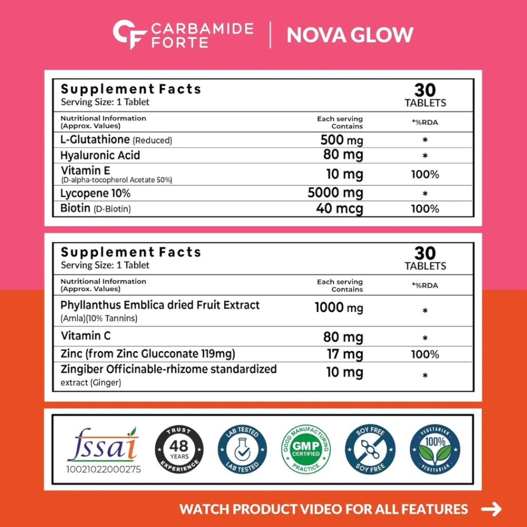Carbamide Forte Japanese Reduced L Glutathione 500mg Tablets with Vitamin C from Amla Extract