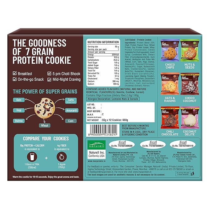 RiteBite Max Protein Cookies - Trail Mix (55g x 12)