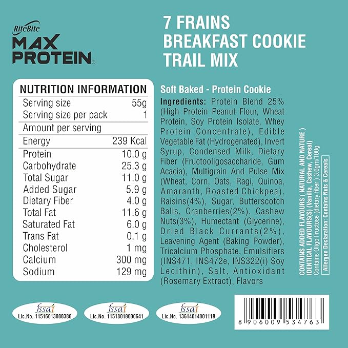 RiteBite Max Protein Cookies - Trail Mix (55g x 12)