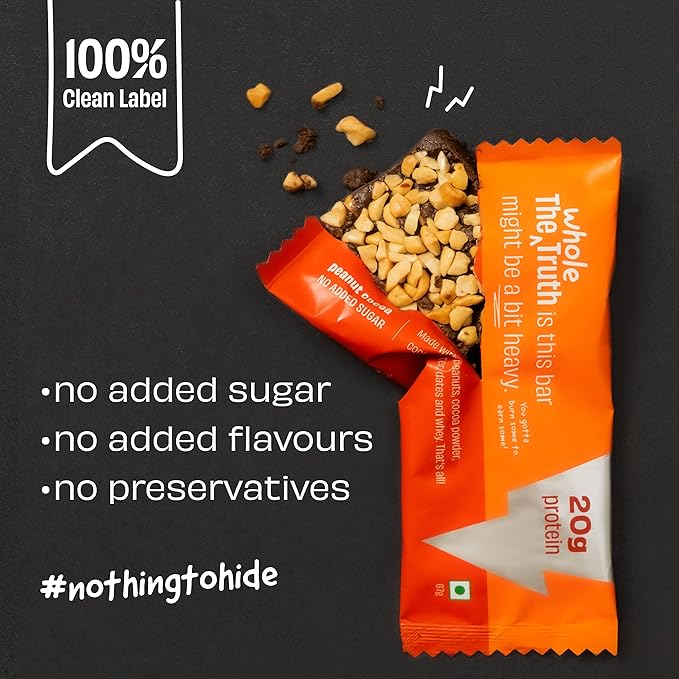 The Whole Truth – High Protein Bar | Peanut Cocoa | 20g Protein | Pack of 6 x 67g