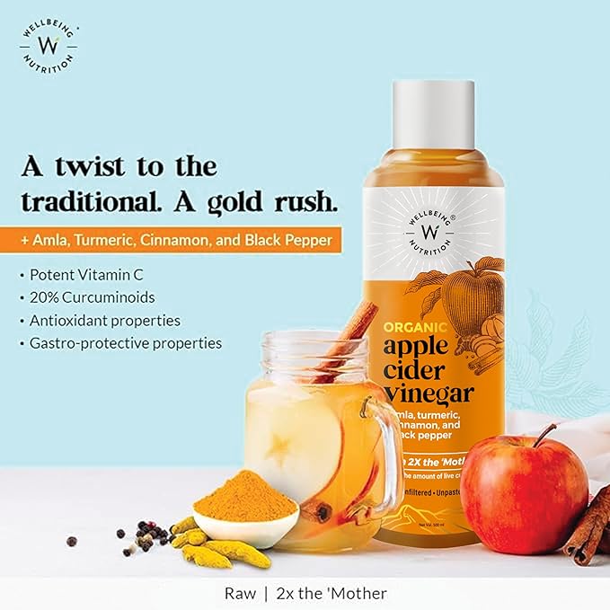 Wellbeing Nutrition Apple Cider Vinegar with Turmeric, Amla, Cinnamon & Black Pepper