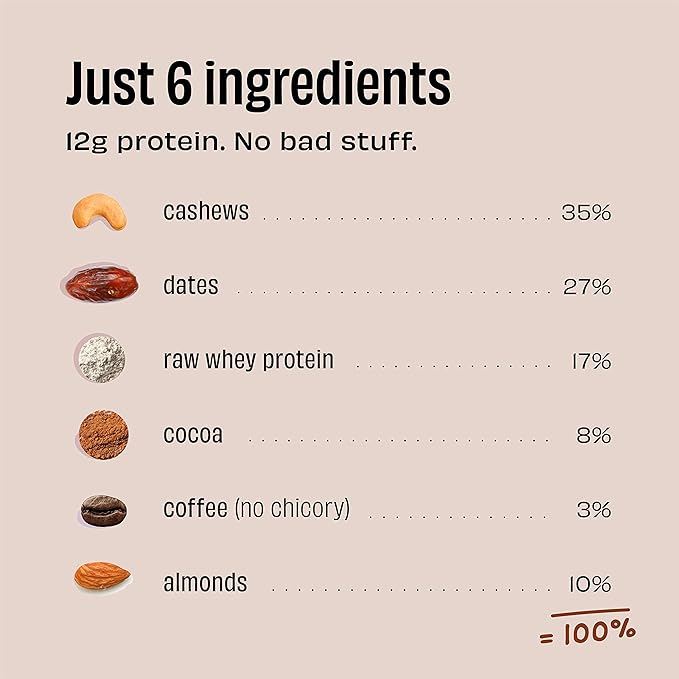 The Whole Truth - Protein Bars | Coffee Cocoa | Pack of 6 x 52g each