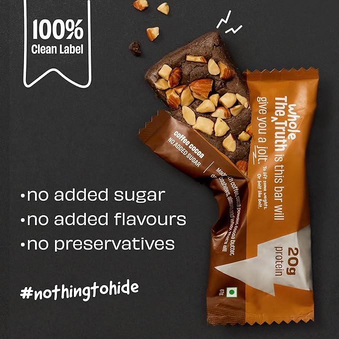 The Whole Truth – High Protein Bar | Coffee Cocoa | 20g Protein | Pack of 6 x 67g