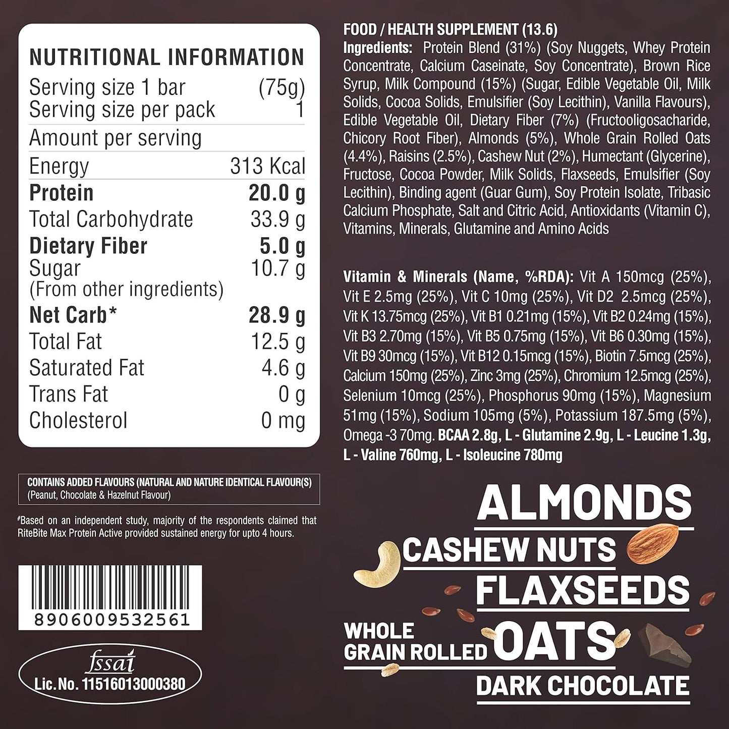 RiteBite Max Protein Active Choco Fudge Bars - 20g Protein