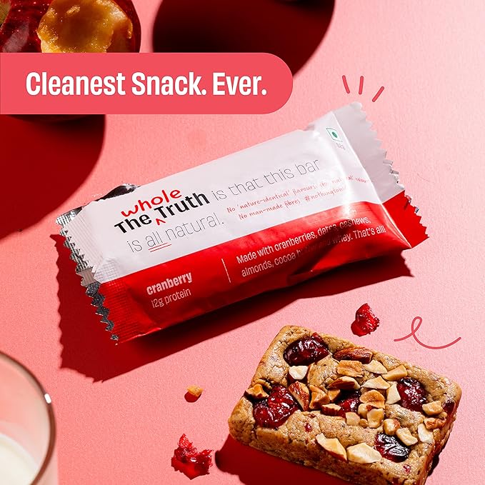 The Whole Truth – Protein Bars | Cranberry | Pack of 6 x 52g