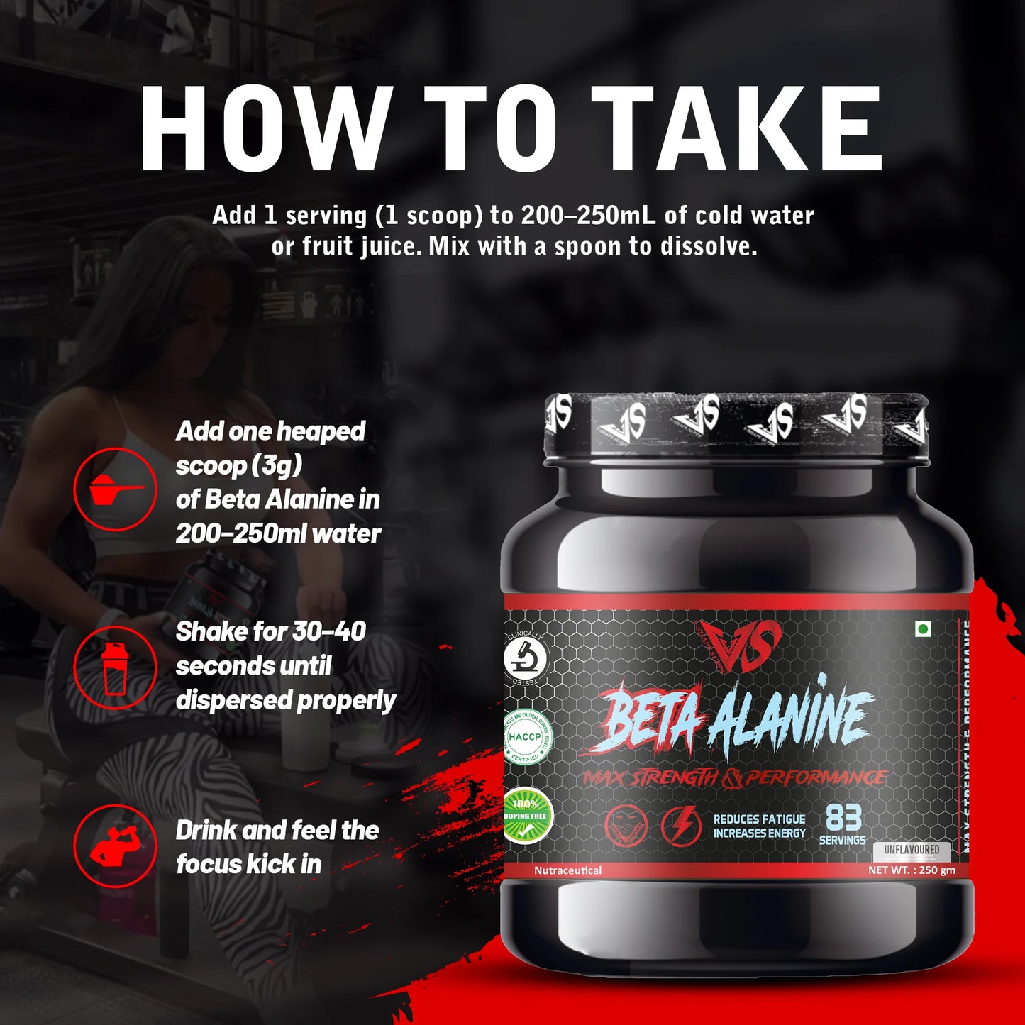 V-Shape Supps Beta Alanine 250g (83 Servings)