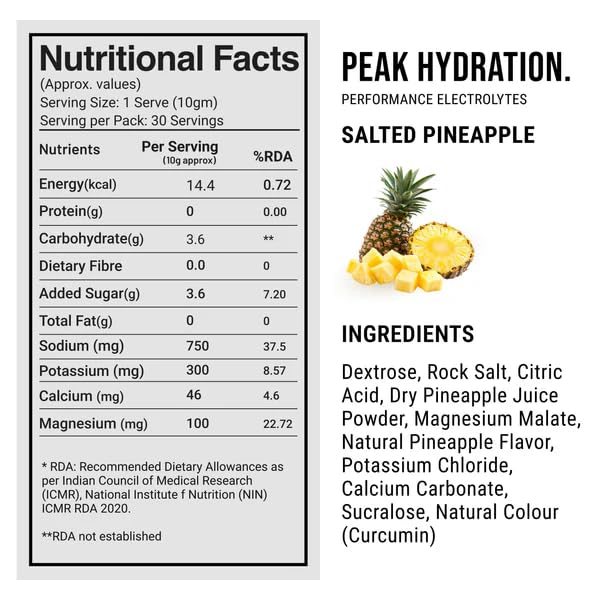 Fuelled Peak Hydration Electrolytes – Salted Pineapple Flavour (300g | 30 Sachets)