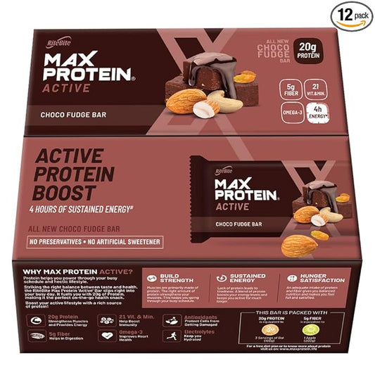 RiteBite Max Protein Active Choco Fudge Bars - 20g Protein