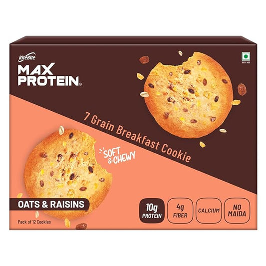 RiteBite Max Protein Cookies - Oats & Raisins (55g x 12)