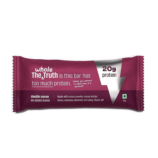 The Whole Truth – High Protein Bar | Double Cocoa | 20g Protein | Pack of 6 x 67g