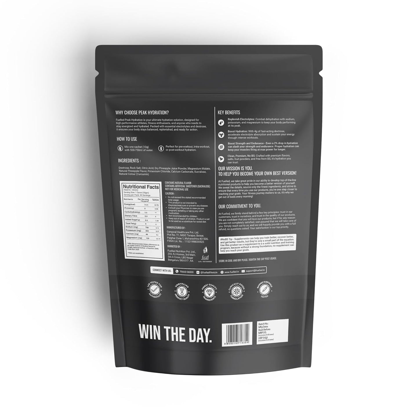 Fuelled Peak Hydration Electrolytes – Salted Pineapple Flavour (300g | 30 Sachets)