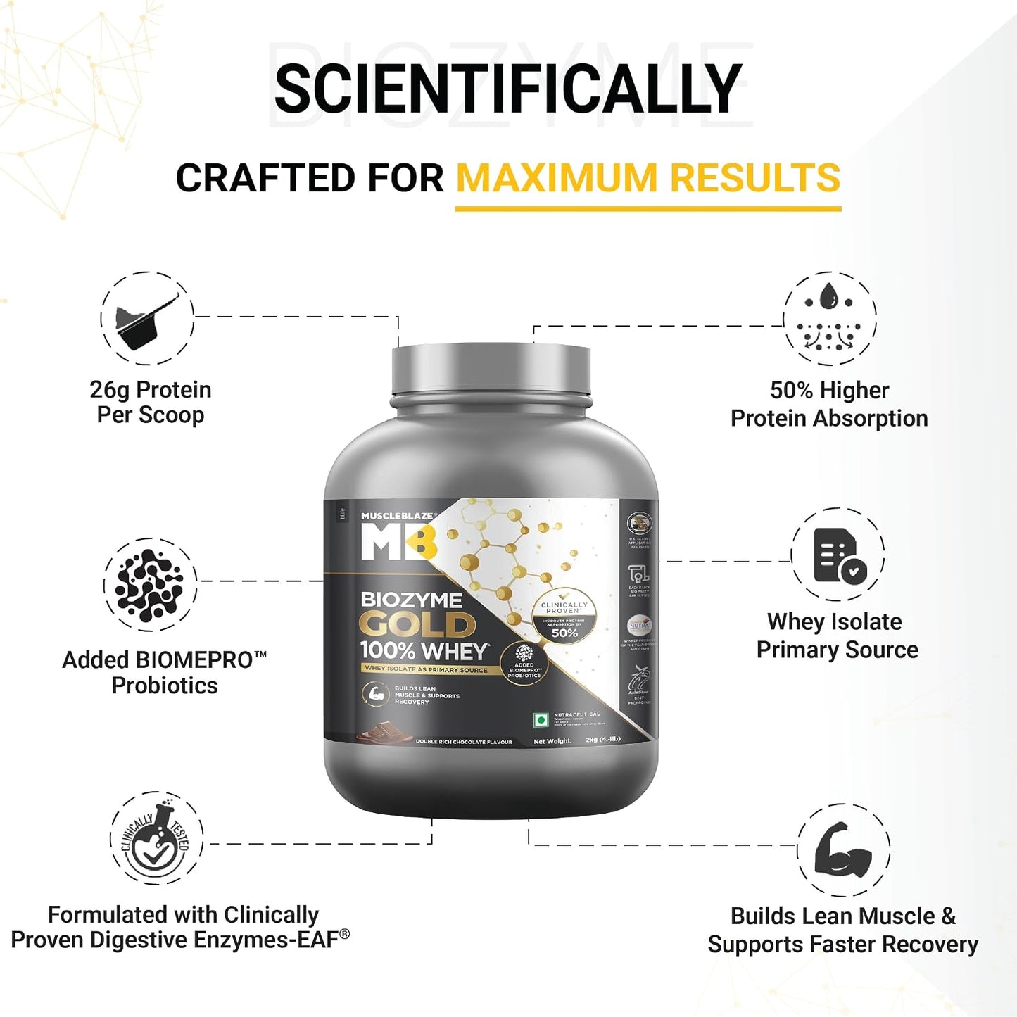 MuscleBlaze Biozyme Gold 100% Whey Protein