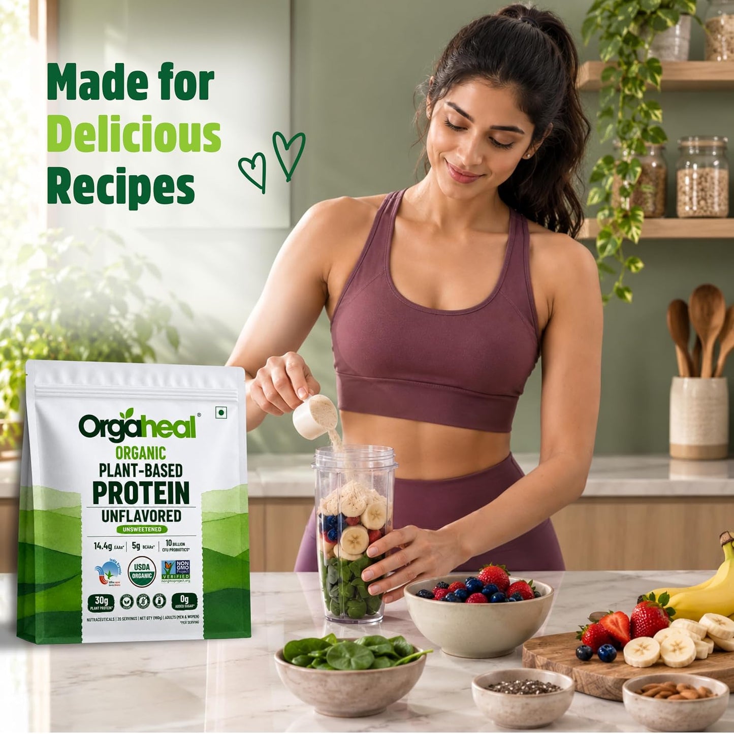 Orgaheal Organic Plant Protein Powder – 980g | Unflavoured