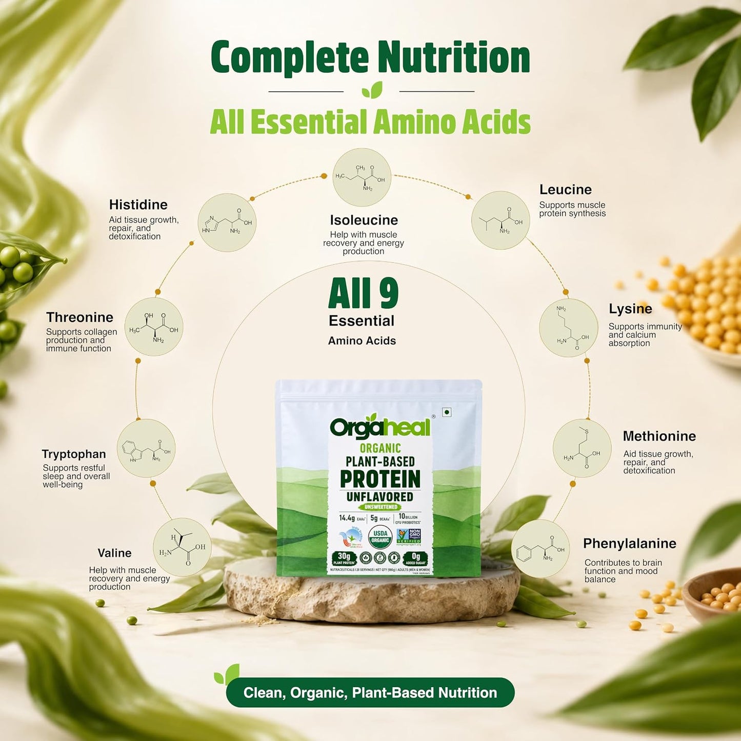 Orgaheal Organic Plant Protein Powder – 980g | Unflavoured