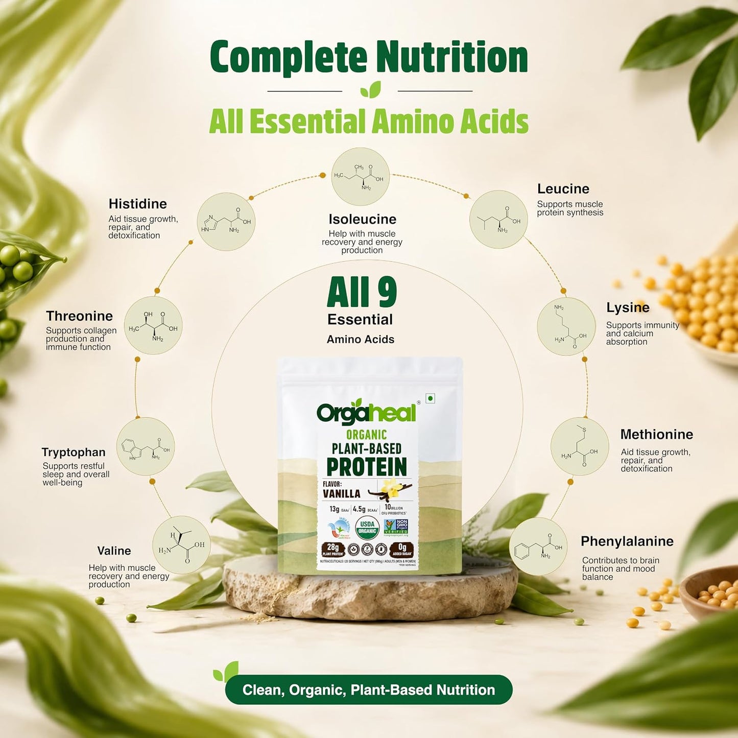 Orgaheal Organic Plant Protein Powder – 980g - Vanilla