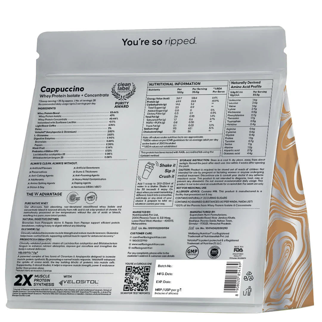Wellbeing Nutrition Whey Protein Isolate + Concentrate