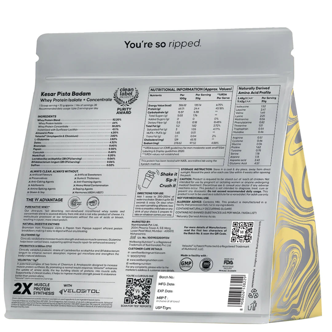 Wellbeing Nutrition Whey Protein Isolate + Concentrate