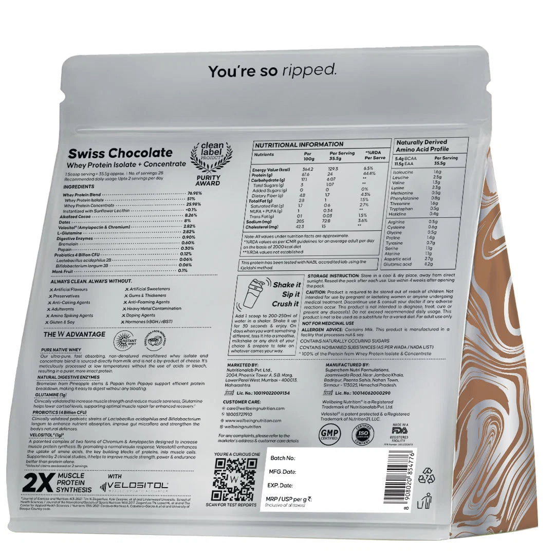 Wellbeing Nutrition Whey Protein Isolate + Concentrate