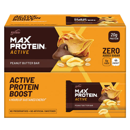 RiteBite Max Protein Active Peanut Butter Bars - 20g Protein