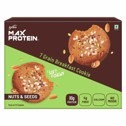 RiteBite Max Protein Cookies - Nuts & Seed (55gm x 12)