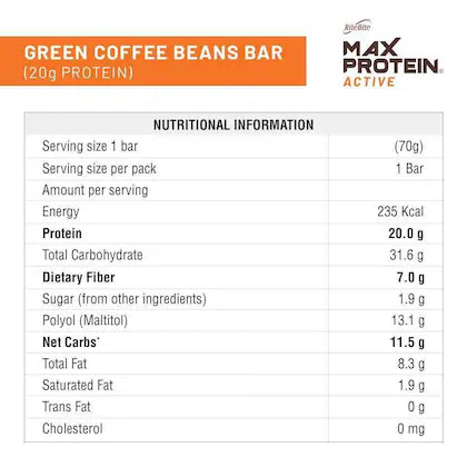 RiteBite Max Protein Active Green Coffee Beans Bars - 20g Protein