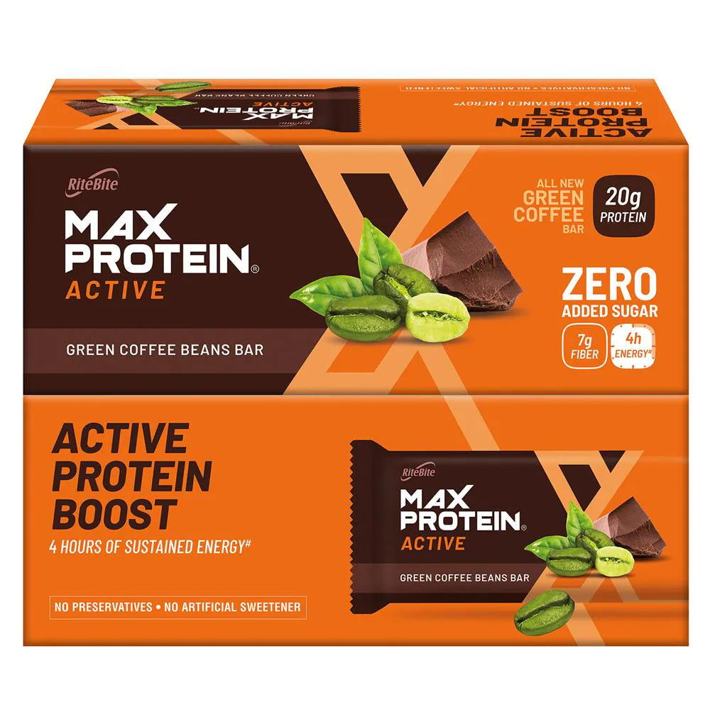 RiteBite Max Protein Active Green Coffee Beans Bars - 20g Protein