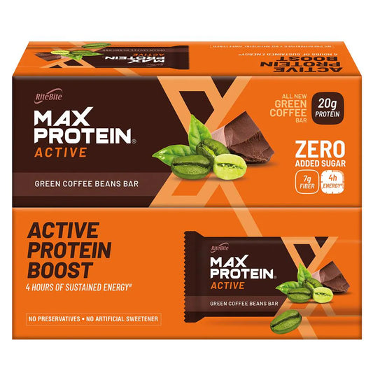 RiteBite Max Protein Active Green Coffee Beans Bars - 20g Protein